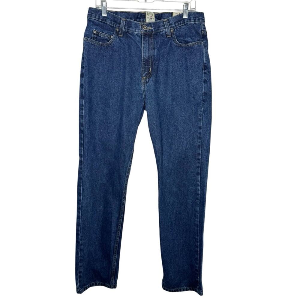 REDHEAD / dark wash classic straight cotton denim jeans / 34x32